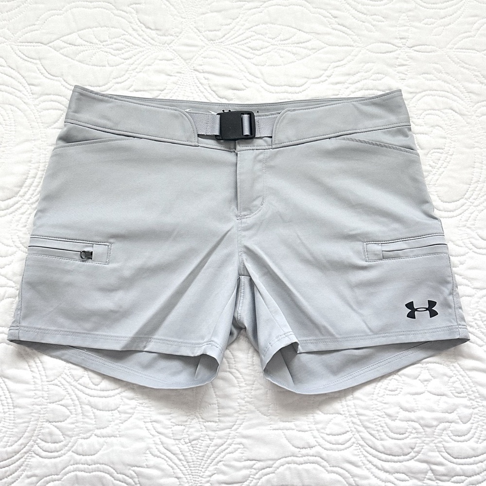 Under Armour Light Gray Athletic Cargo Shorts with Belt